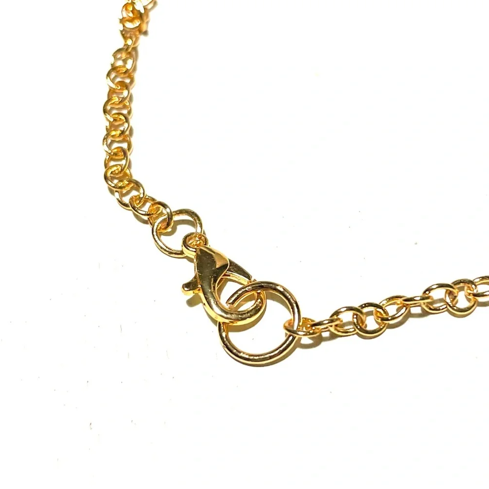 Hand Crafted 18k Gold Plated and Orange Glass Pendant Bracelet
